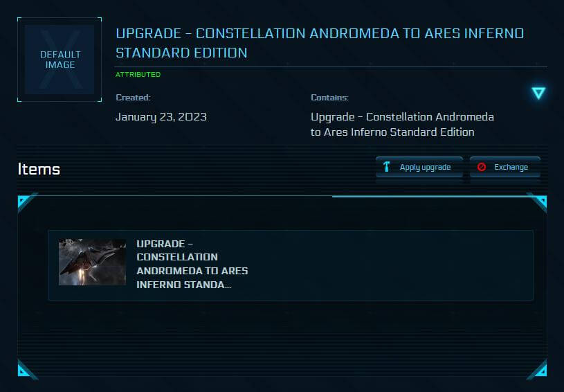 Constellation Andromeda to Ares Inferno Upgrade CCU