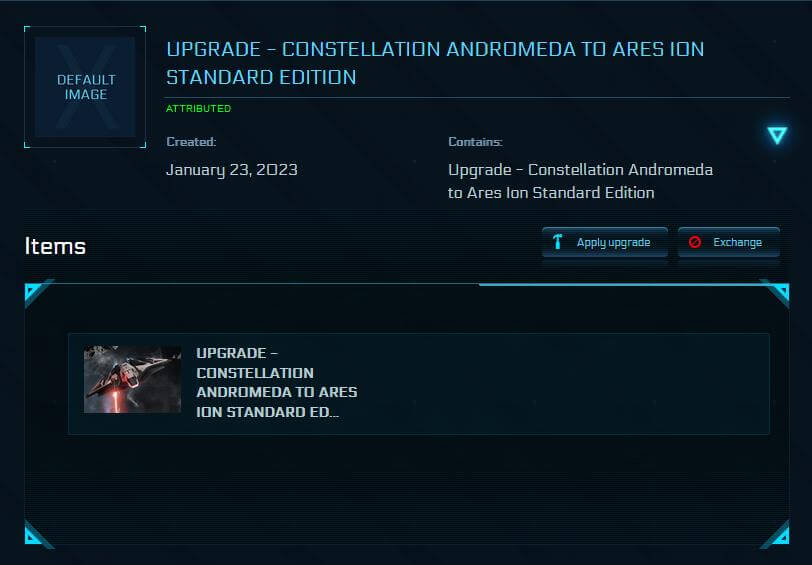 Constellation Andromeda to Ares Ion Upgrade CCU