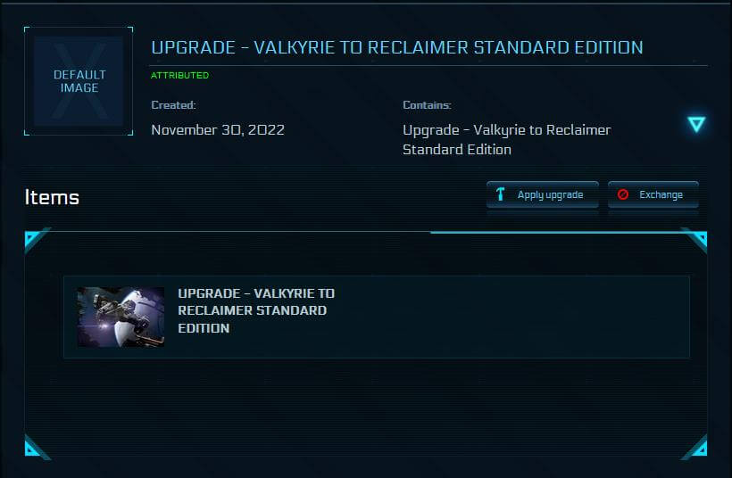 Valkyrie to Reclaimer Upgrade CCU