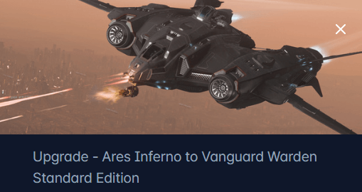 Crusader Ares Inferno to Aegis Vanguard Warden Upgrade CCU