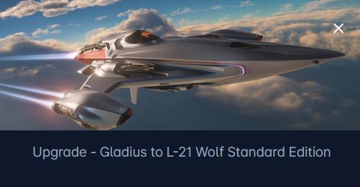Aegis Gladius to Kruger L-21 Wolf Upgrade CCU