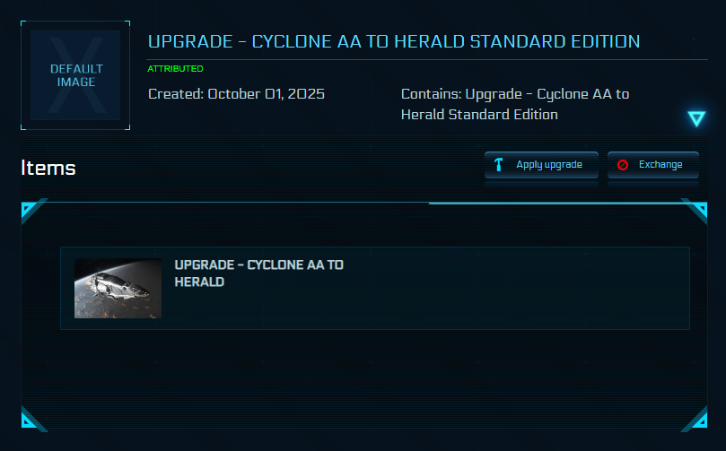 Tumbril Cyclone AA  to Drake Herald Upgrade CCU
