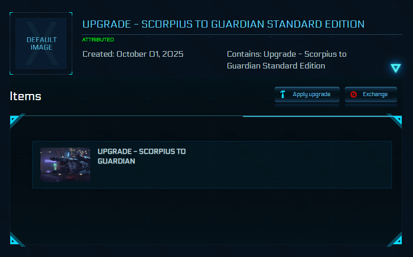 RSI Scorpius to Mirai Guardian Upgrade CCU