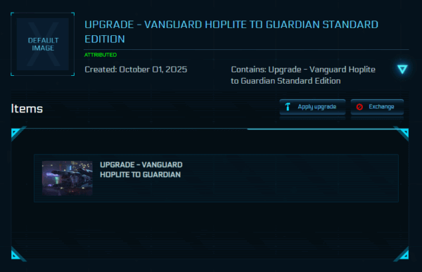 Aegis Vanguard Hoplite To Mirai Guardian Upgrade Ccu