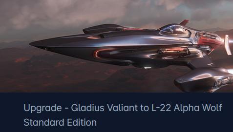 Aegis Gladius Valiant to Kruger L-22 Alpha Wolf Upgrade CCU