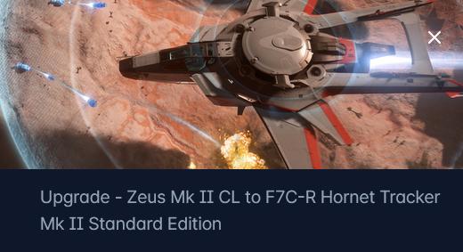 RSI Zeus Mk II CL to Anvil F7C-R Hornet Tracker Mk II Upgrade CCU