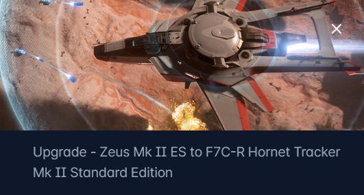 RSI Zeus Mk II ES to Anvil F7C-R Hornet Tracker Mk II Upgrade CCU