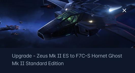 RSI Zeus Mk II ES to Anvil F7C-S Hornet Ghost Mk II Upgrade CCU
