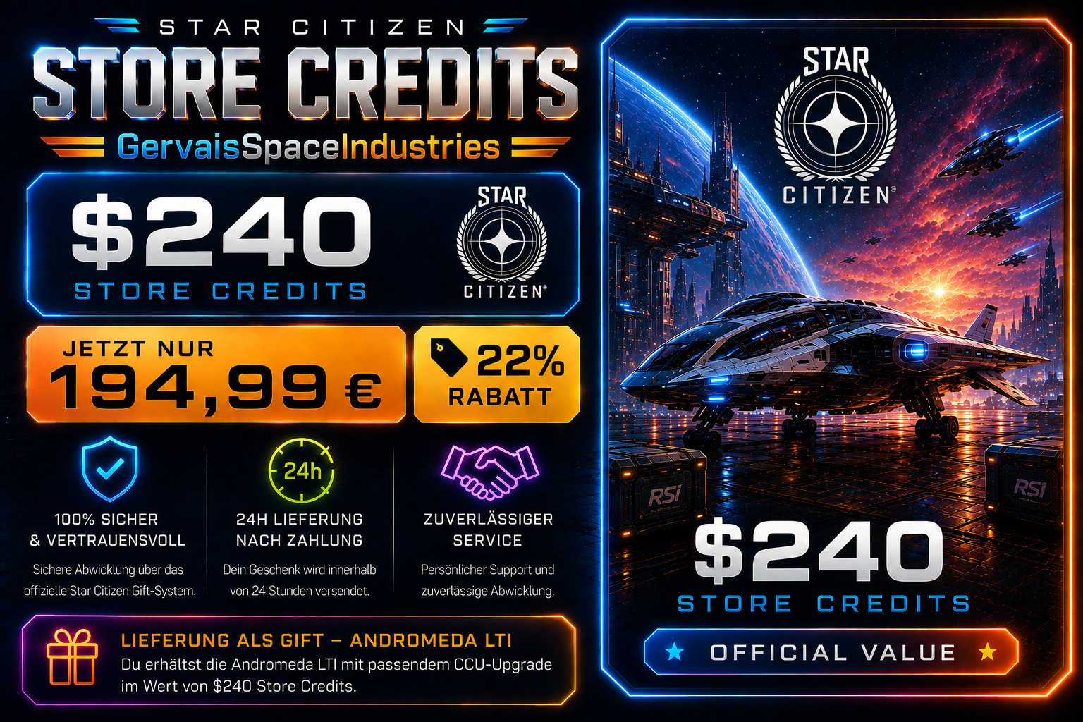 Star Citizen Store Credits – $240 Package
